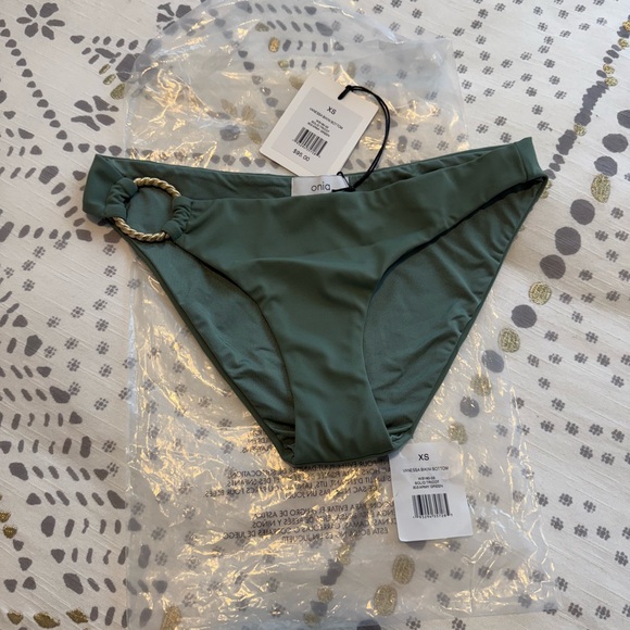 Onia Women's Olive Bikini Bottom with Gold Accent - Picture 1 of 2